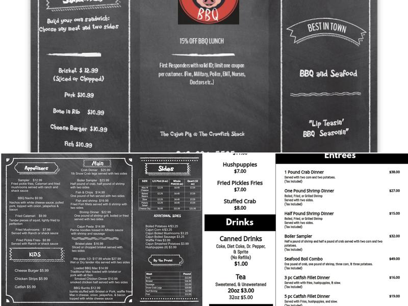 The Crawfish Shack of Monticello Menu