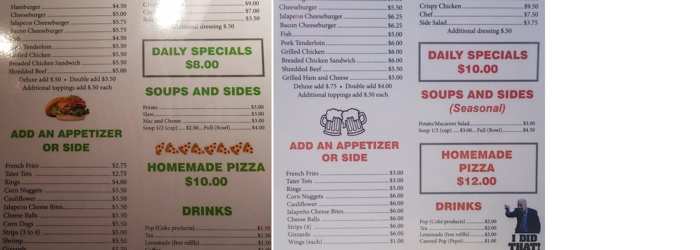 West Central Bar Menu