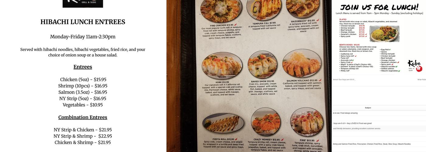 Kobe Hibachi Grill & Sushi Menu