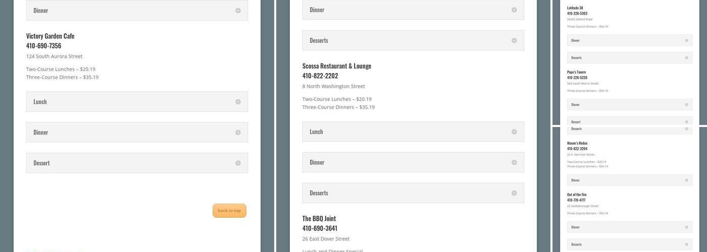 Talbot Restaurant Week Menu