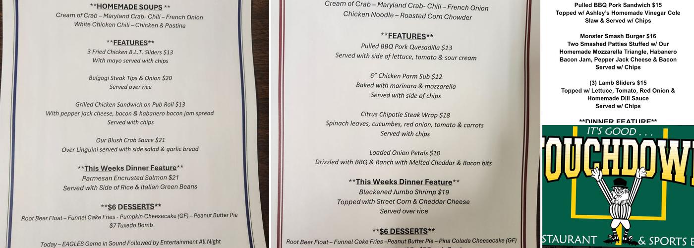 Touchdown Menu
