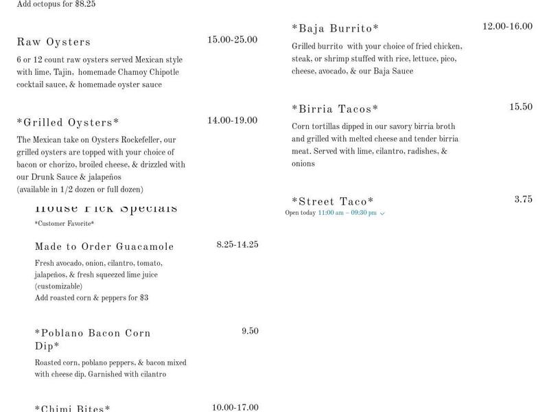 El Azteca Menu