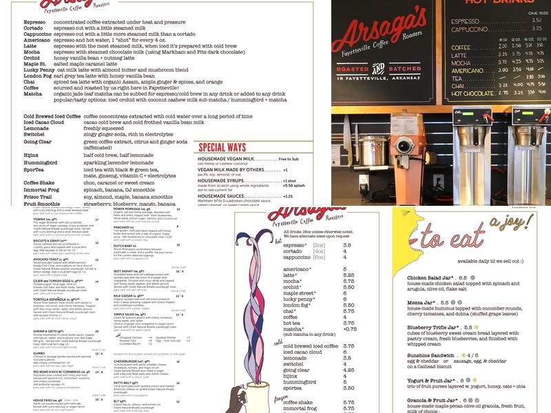 Arsaga's at the U of A Menu
