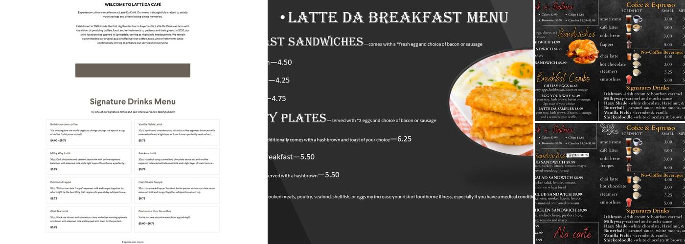 Latte Da Cafe Menu