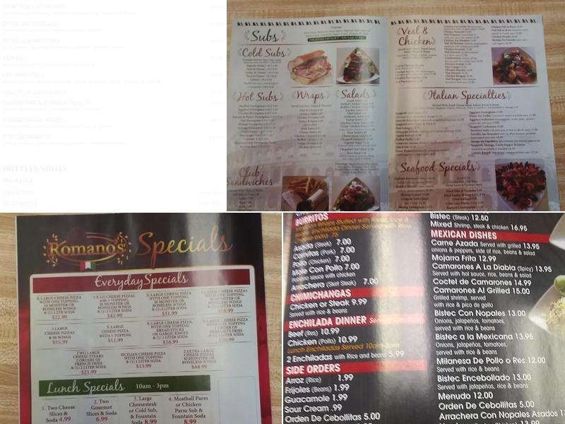 Romano's Restaurant Menu