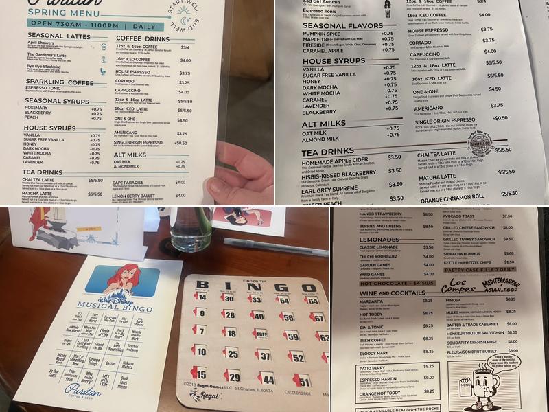 Puritan Coffee & Beer Menu