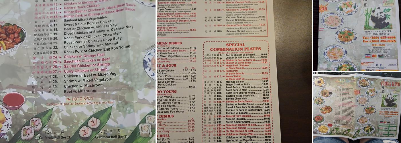 China King Menu