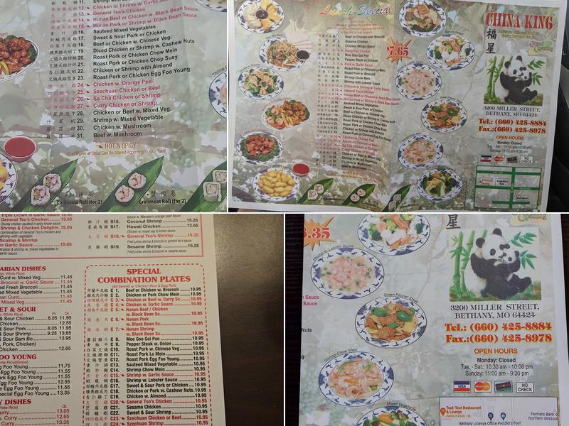 China King Menu