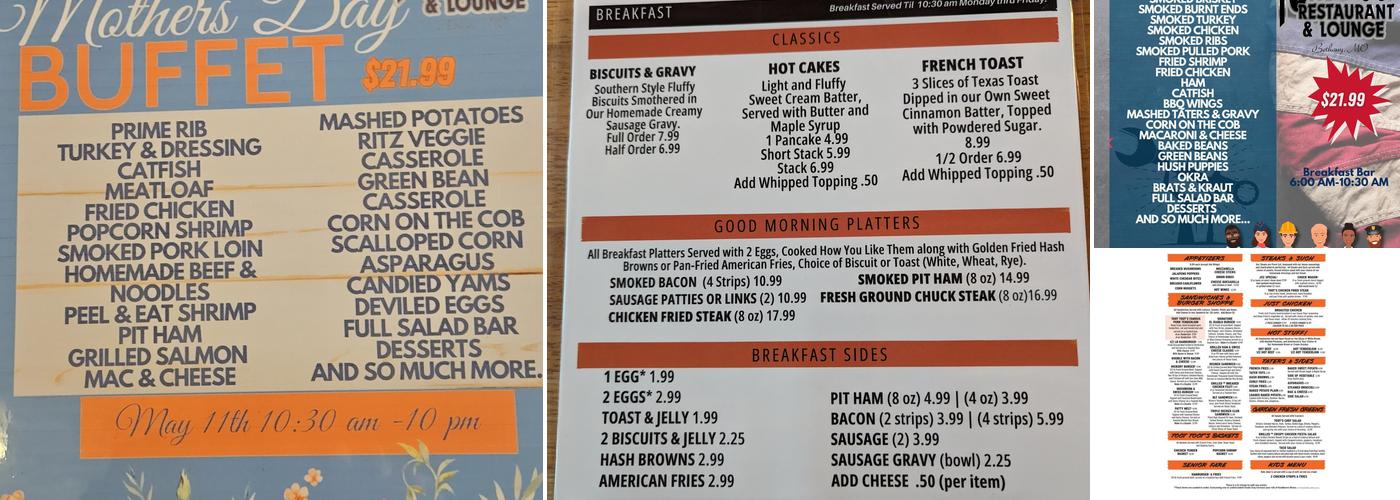 Toot-Toot Restaurant & Lounge Menu