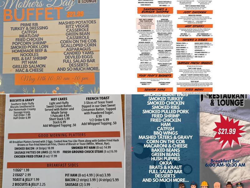 Toot-Toot Restaurant & Lounge Menu