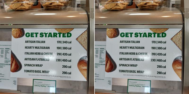 Subway Menu