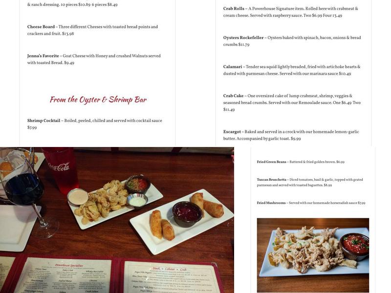 Powerhouse Seafood & Grill Menu