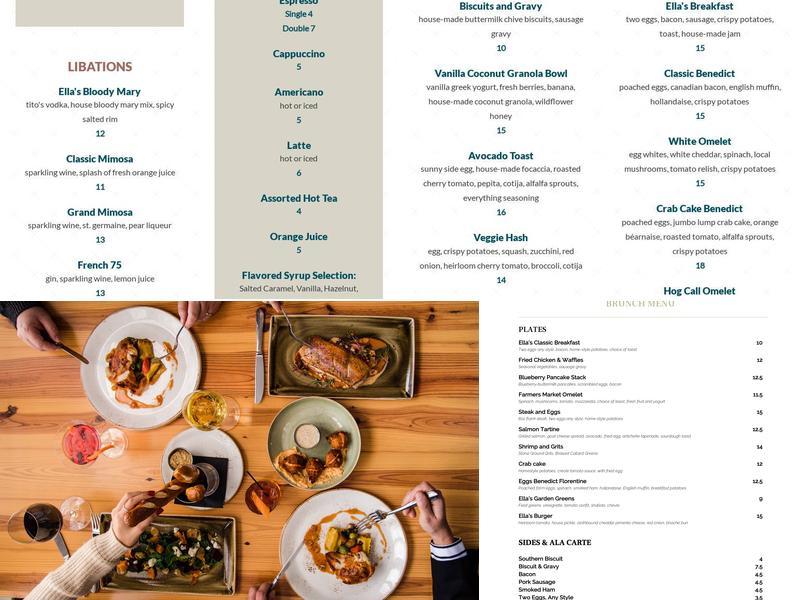 Ella's Table Menu