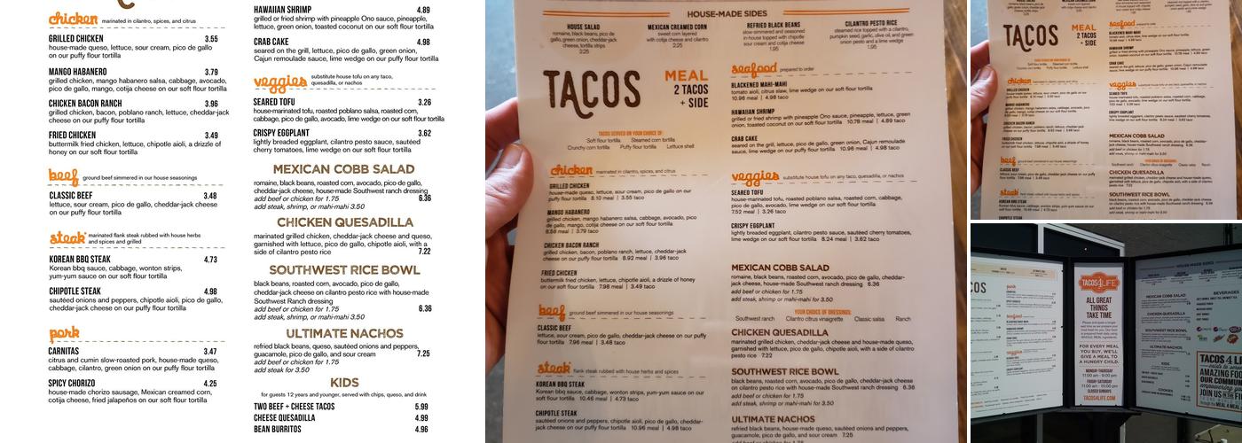 Tacos 4 Life Menu