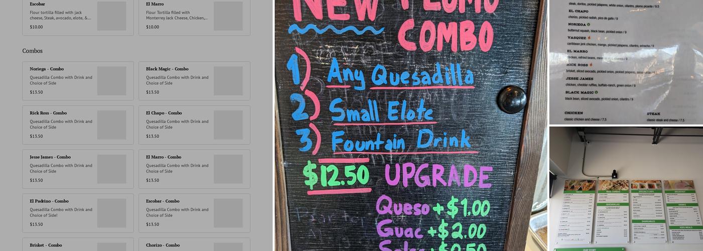 PLOMO Quesadillas: MLK Menu