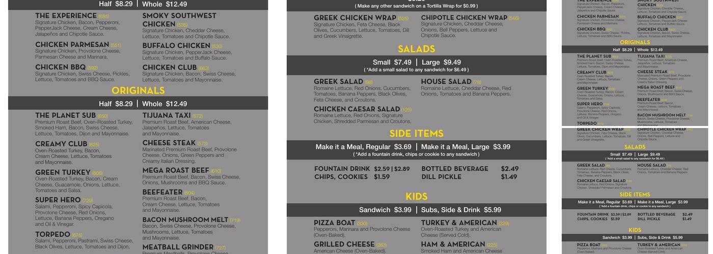 Planet Sub Menu