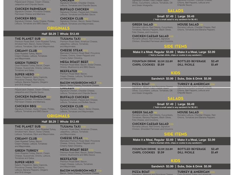 Planet Sub Menu