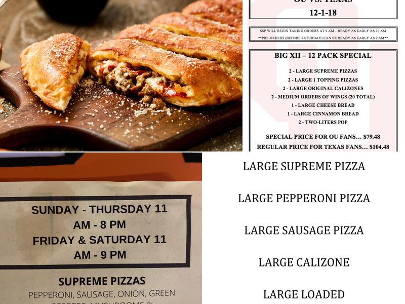 Simple Simon's Pizza Menu