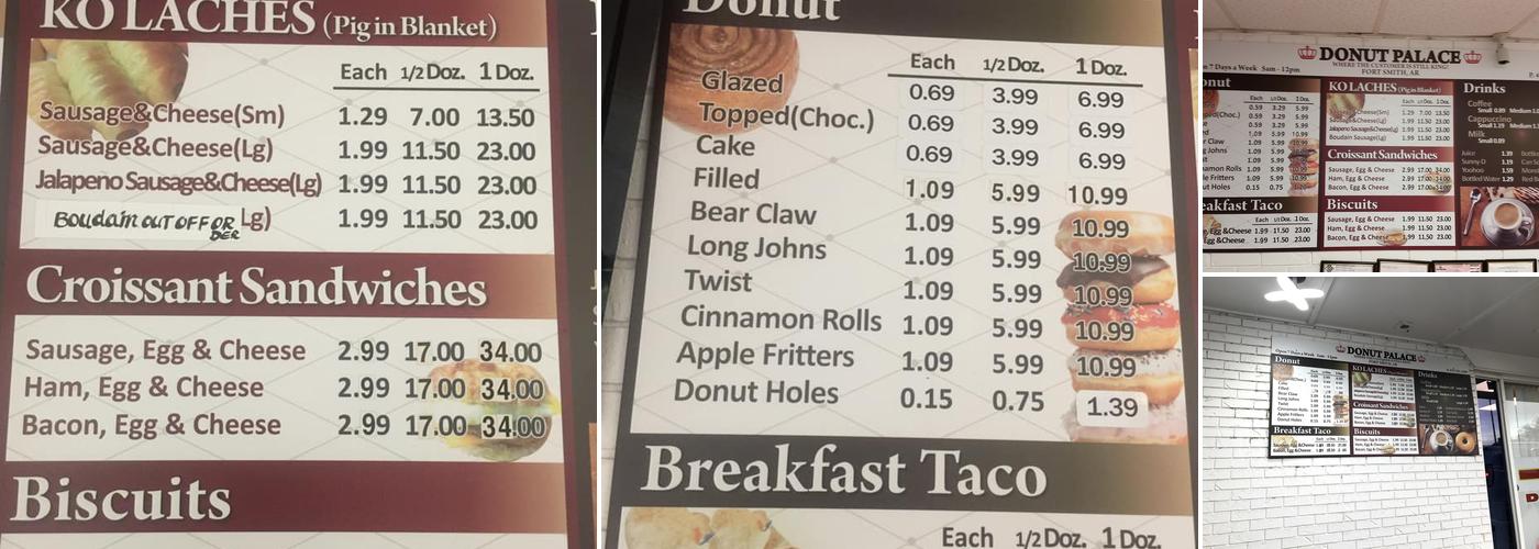 Donut Palace Menu