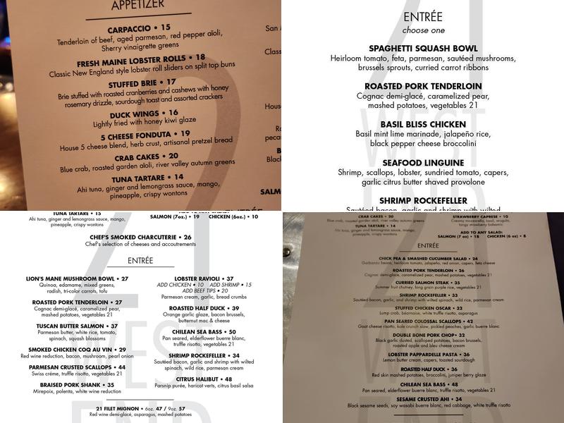 21 West End Menu