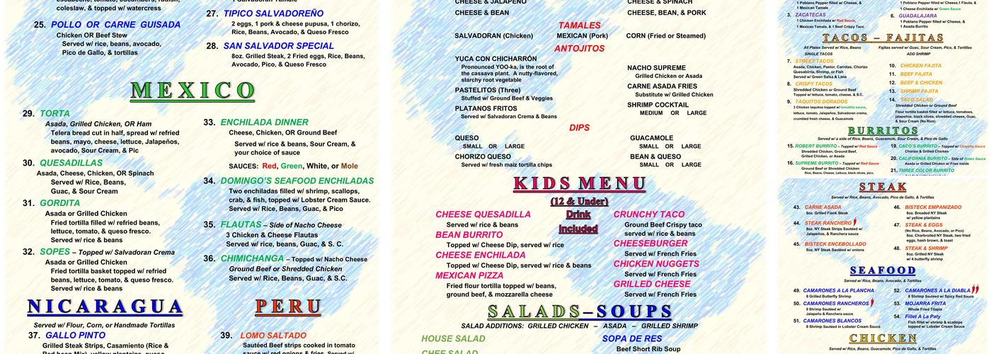 Las Americas Restaurant - Ft. Smith Menu