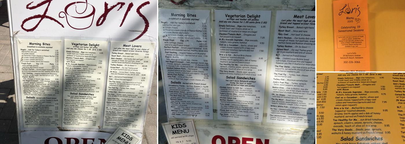 Lori's Cafe Menu