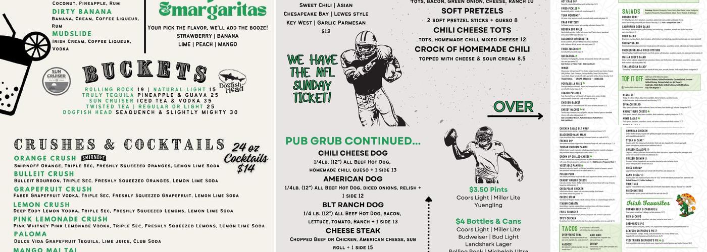 Irish Eyes Pub & Restaurant Menu