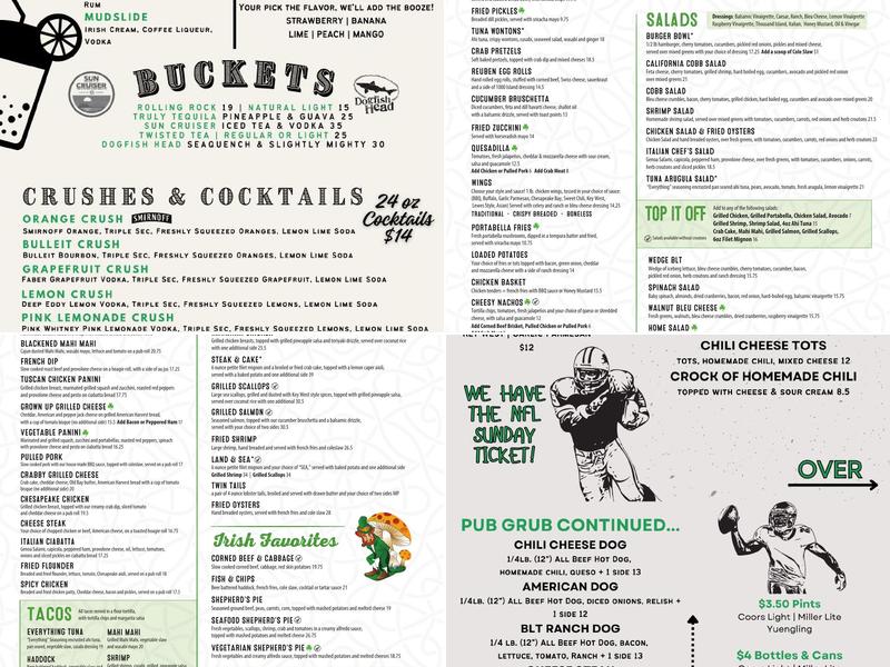 Irish Eyes Pub & Restaurant Menu