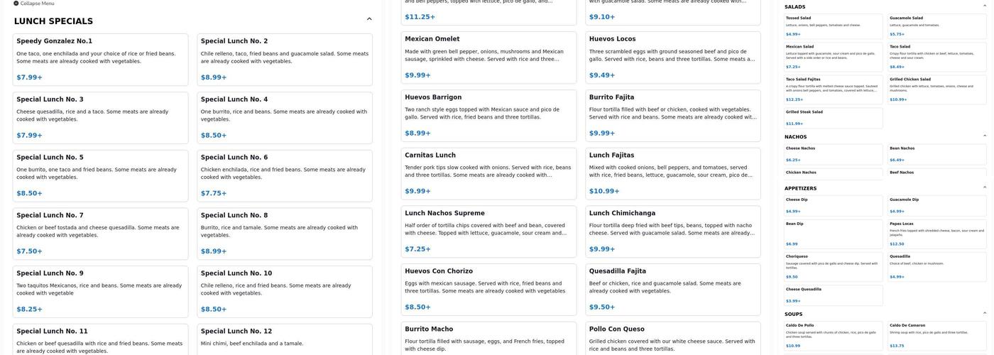 Señor Barrigas Mexican Restaurant-Mound City Menu