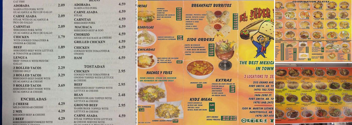 El Super Taco Menu