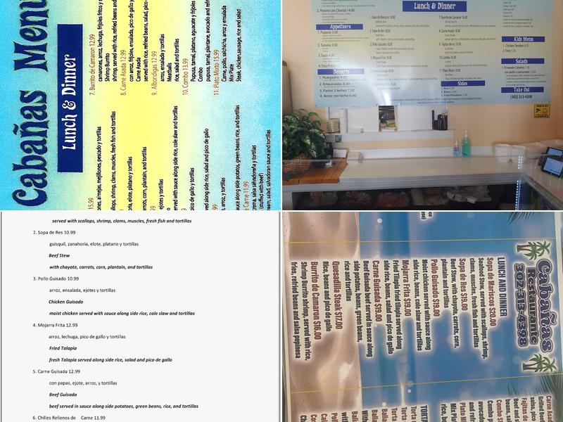 Cabañas Restaurant Menu