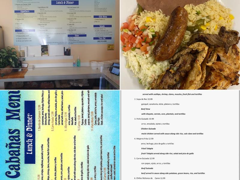 Cabañas Restaurant Menu