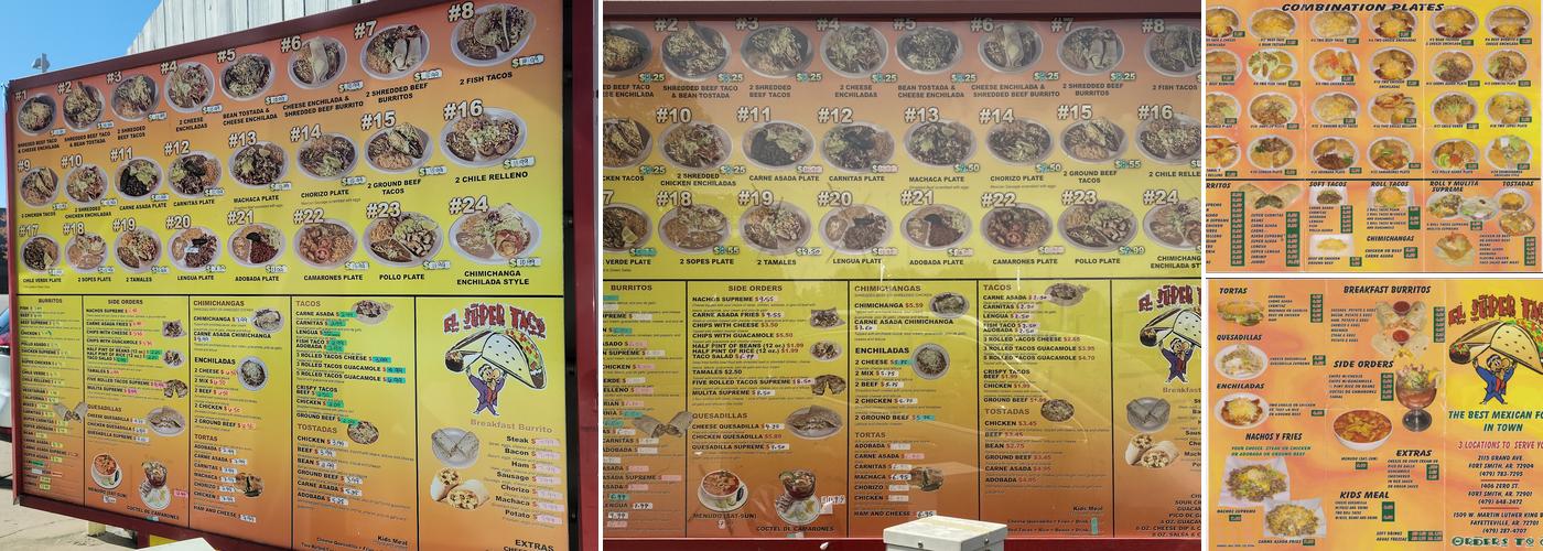 El Super Taco Menu