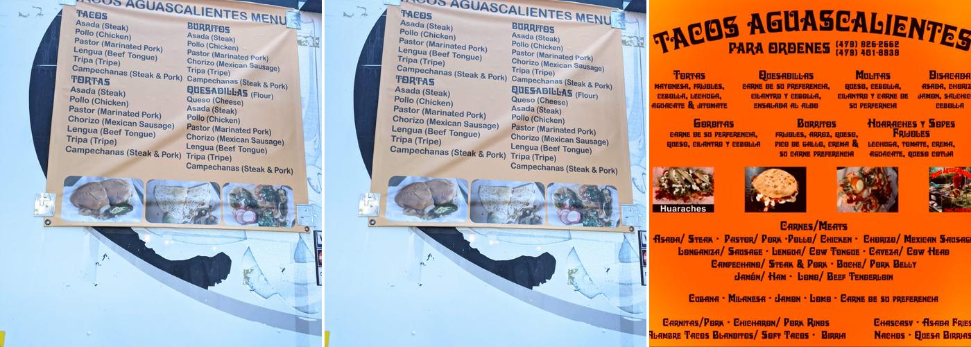 Tacos Aguascalientes Menu