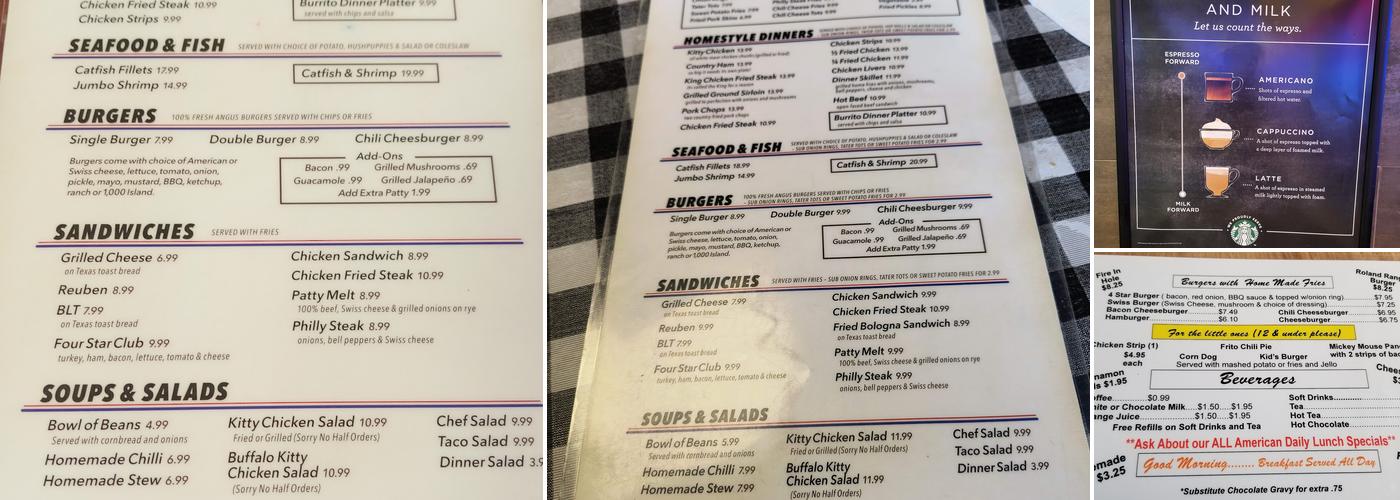 4 Star Diner Menu