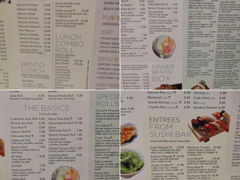 Fuji Japanese Steakhouse Menu