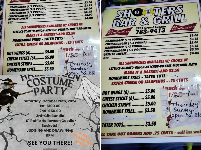 Shooter's Bar & Grill Menu