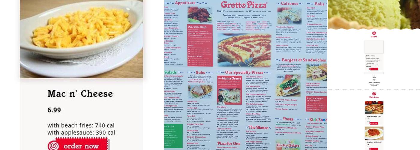 Grotto Pizza Menu