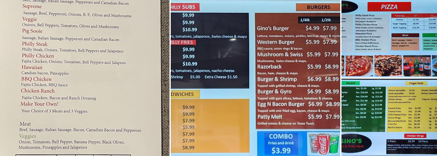 Gino's Menu