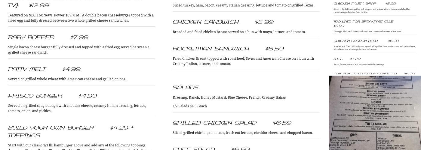 Hard Luck Cafe Menu