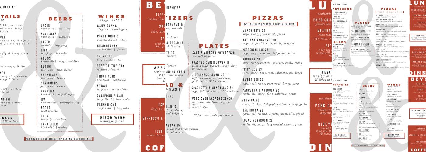 Oven & Tap Menu