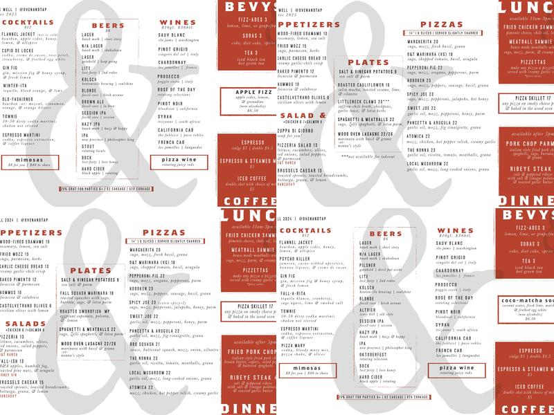 Oven & Tap Menu