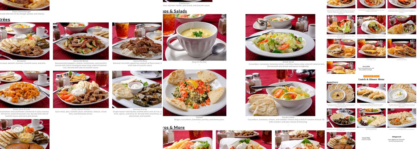 Zary's Acropolis Menu