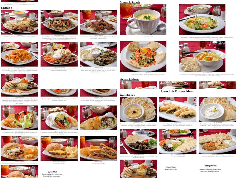 Zary's Acropolis Menu