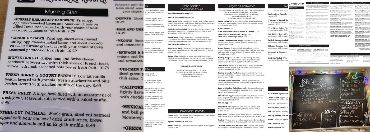 The Cockeyed Rooster Cafe Menu
