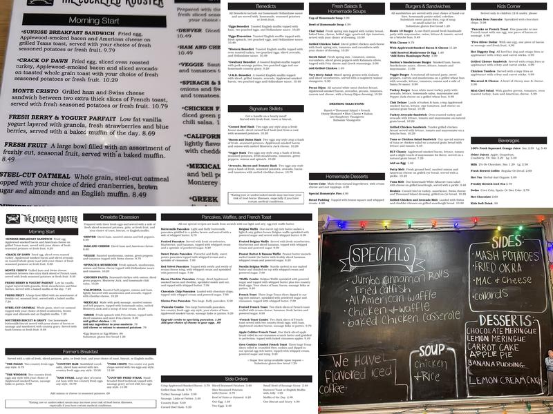 The Cockeyed Rooster Cafe Menu