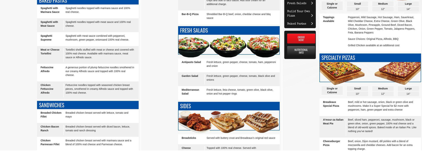 Breadeaux Pizza Menu