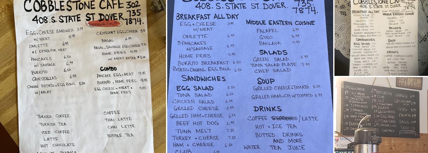 Cobblestone Cafe Menu
