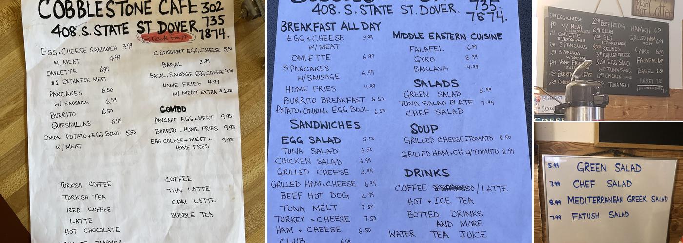 Cobblestone Cafe Menu