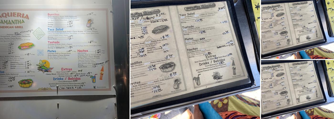 Taqueria Samantha 2 Menu